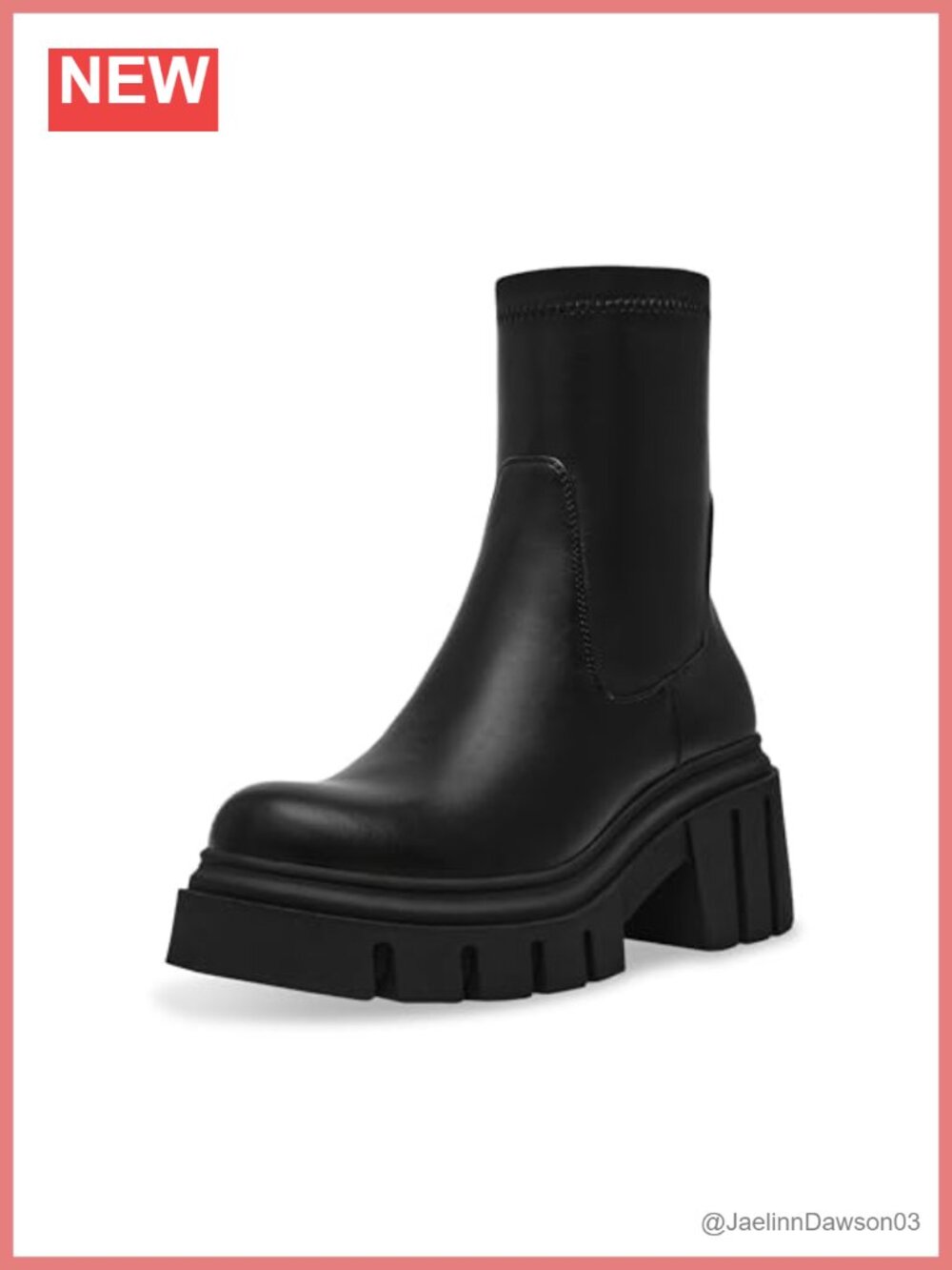 Vegan Leather Ankle Boot with Block Heel Chunky Platform Pull-On